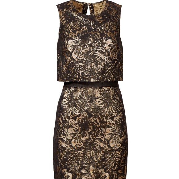 black and gold jacquard dress